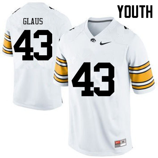 Youth Iowa Hawkeyes #43 Keegan Glaus College Football Jerseys-White